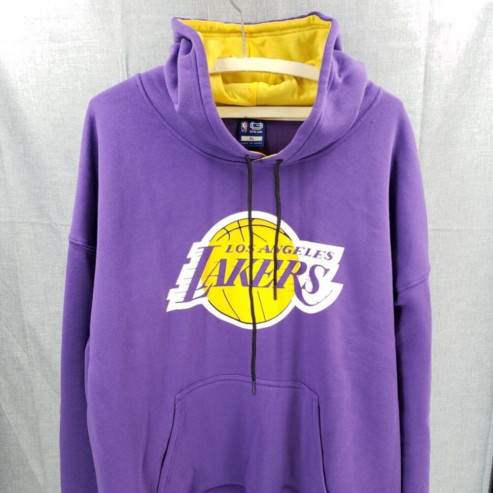 Los Angeles Lakers Ultra Game Purple NBA L/G Hoodie NWT Yellow Inside Hood